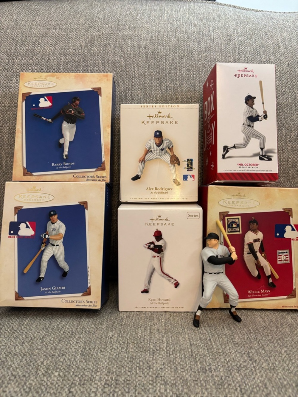 Hallmark Keepsake MLB Ornament Lot 7 Yankees Giants Mantle Mays Bonds A-Rod
